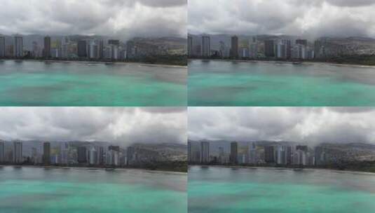 航拍夏威夷海滨风景高清在线视频素材下载