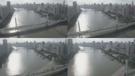 航拍广州-珠江-海印桥高清在线视频素材下载