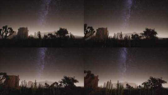 沙漠夜晚星空延时拍摄高清在线视频素材下载