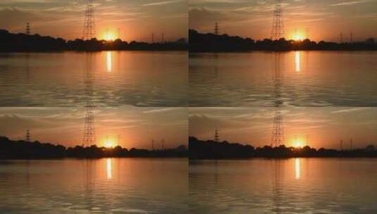 黄昏时分平静的湖面水波涟漪高清在线视频素材下载