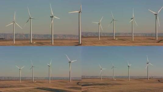 沙漠里的风力发电机高清在线视频素材下载