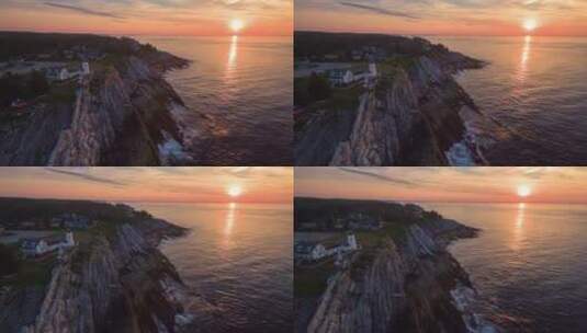 海边悬崖上日落景观高清在线视频素材下载