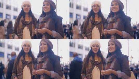 两个开心的女人一起逛街高清在线视频素材下载