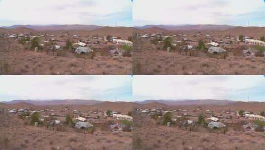 航拍沙漠里的小镇高清在线视频素材下载