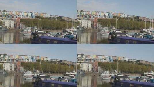 英国布里斯托尔码头水边的跟踪拍摄高清在线视频素材下载