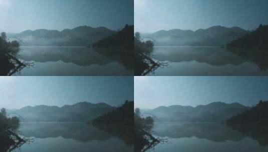 晨雾延时视频高原湖泊早晨的雾色倒影高清在线视频素材下载
