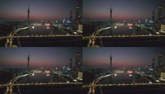 广州珠江新城猎德大桥二沙岛CBD夜景高清在线视频素材下载