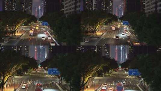2021广州天河林和天桥拍珠江新城夜景高清在线视频素材下载
