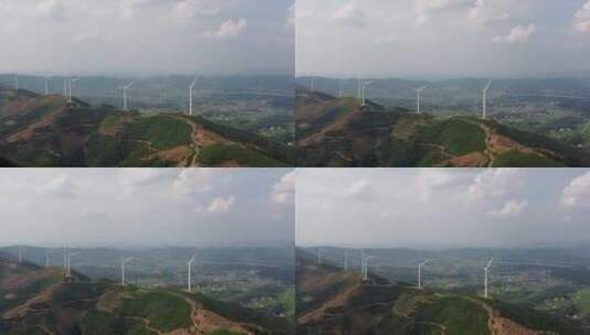 航拍户外自然风光山区风力发电高清在线视频素材下载