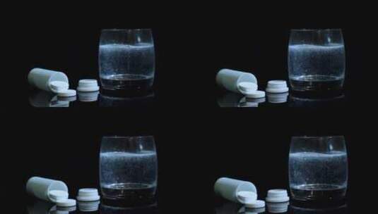一杯水中的药片高清在线视频素材下载