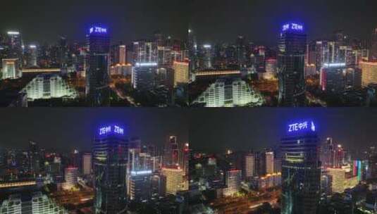 深圳 深圳夜景 夜景 航拍 科技园高清在线视频素材下载