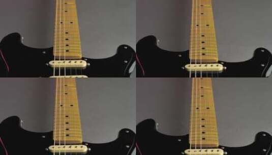 黑色电吉他的木制琴颈高清在线视频素材下载