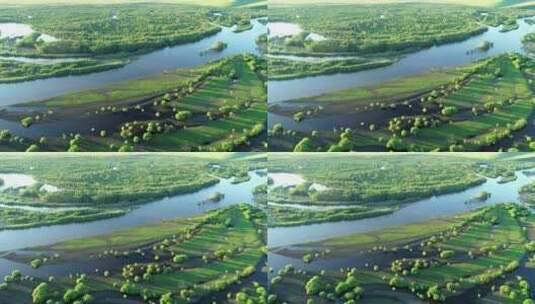 航拍湿地河流水泡风景高清在线视频素材下载