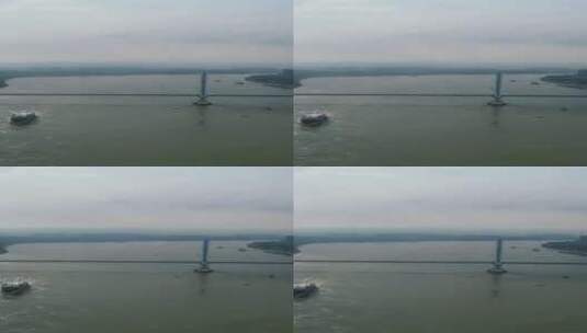 航拍湖北宜昌夷陵长江大桥高清在线视频素材下载