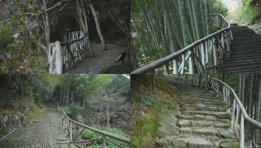 天台山石梁飞瀑石头山路高清在线视频素材下载