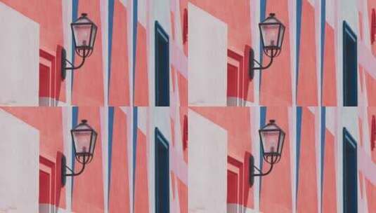 8k实拍阿那亚欧式建筑外墙上的路灯高清在线视频素材下载