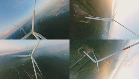 穿越机中国华能风力发电风车高清在线视频素材下载
