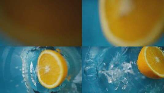 半个橙子落在水上高清在线视频素材下载