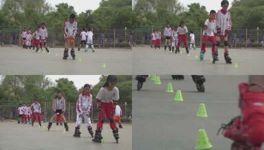 小学生社团活动轮滑训练1高清在线视频素材下载
