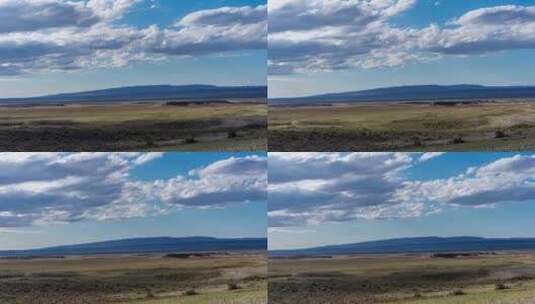 新疆阿勒泰戈壁蓝天白云光影延时高清在线视频素材下载