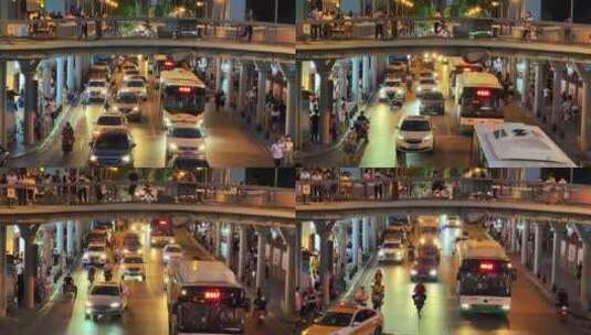 城市节日夜晚车流交通道路街景高清在线视频素材下载
