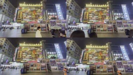 湖南长沙街头夜晚小龙虾店高清在线视频素材下载