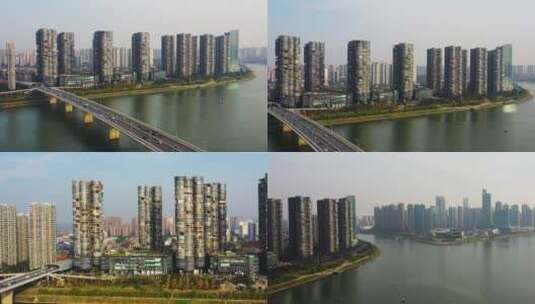 4K航拍湘江世纪城集中住宅区2高清在线视频素材下载