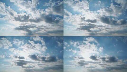 天空延时阳光穿过云朵上帝之光丁达尔耶稣光高清在线视频素材下载