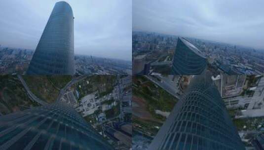 穿越机航拍武汉中心大厦高清在线视频素材下载