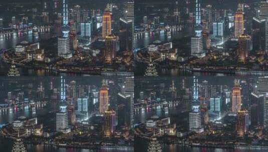 4K航拍上海陆家嘴东方明珠浦东CBD夜景高清在线视频素材下载