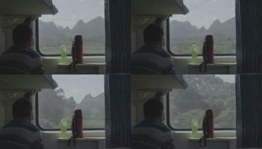 火车沿途风景 车窗外景色高清在线视频素材下载