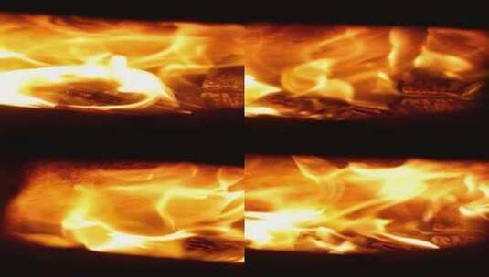 竖屏木柴火焰焚烧烤肉横移高清在线视频素材下载