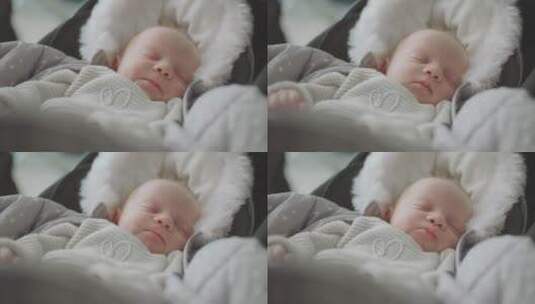 婴儿新生儿睡觉特写，熟睡的婴儿高清在线视频素材下载