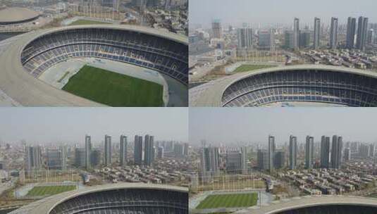 0053高清4k航拍天津地标奥林匹克中心体育馆高清在线视频素材下载