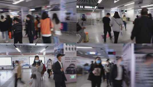 【4k】王家卫风格杭州地铁站人群实拍高清在线视频素材下载