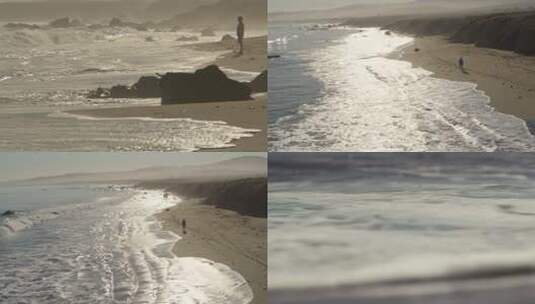 一个人在海边孤独意向高清在线视频素材下载