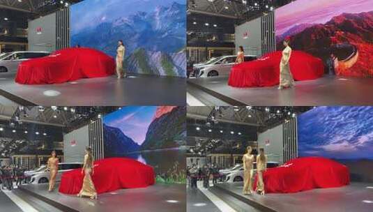 2023济南春季车展开幕，多品牌模特登场走秀高清在线视频素材下载