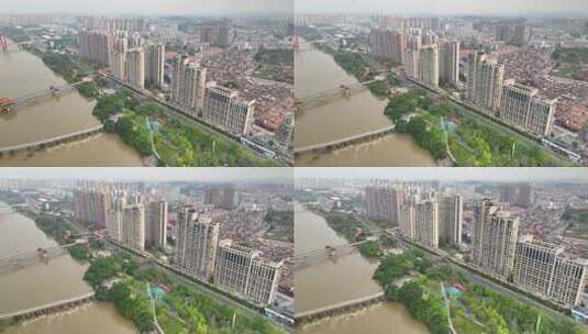 航拍福建漳州旧城改造开发建设高清在线视频素材下载