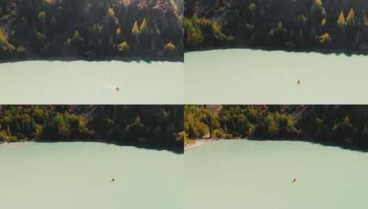 湖面上的筏子高清在线视频素材下载