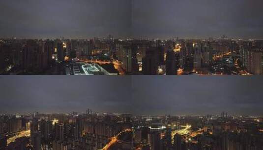 徐家汇夜景航拍高清在线视频素材下载