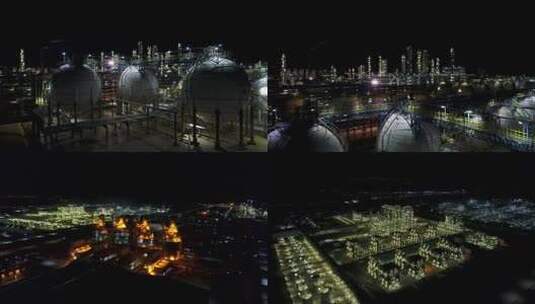 航拍宁夏神华宁煤集团厂区夜景10高清在线视频素材下载