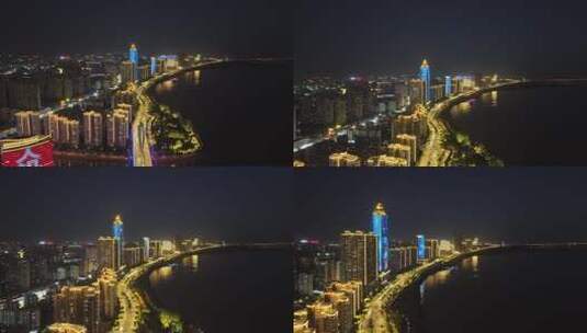 芜湖夜景航拍高清在线视频素材下载