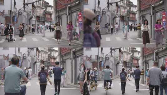 上海方浜中路猫街街景高清在线视频素材下载