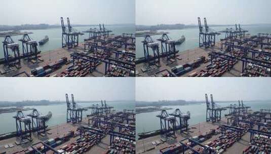 航拍海口港集装箱码头高清在线视频素材下载