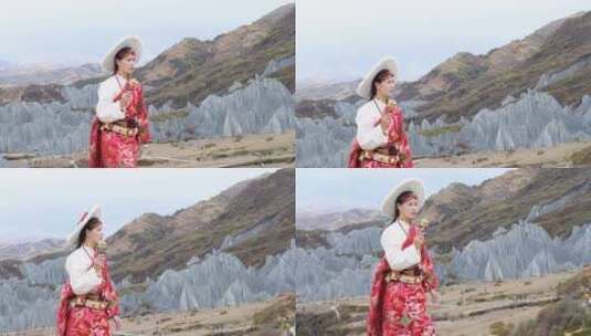 美丽的藏族姑娘高清在线视频素材下载