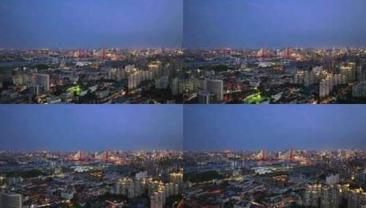 上海杨浦大桥夜景航拍高清在线视频素材下载