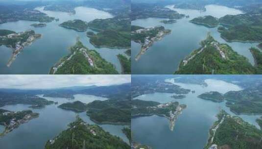 4K陕西安康瀛湖4A景区自然风光航拍高清在线视频素材下载