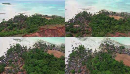 飞越马达加斯加附近的一个热带岛屿村庄高清在线视频素材下载