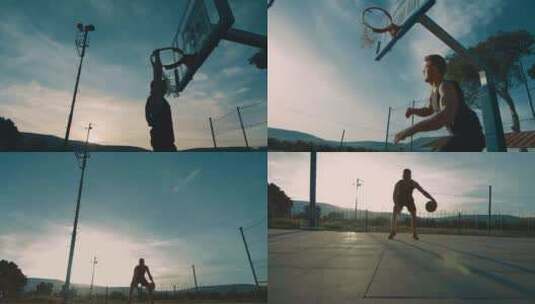 【合集】年轻人在户外打篮球投篮高清在线视频素材下载