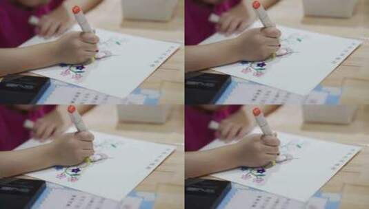 儿童画画着色高清在线视频素材下载
